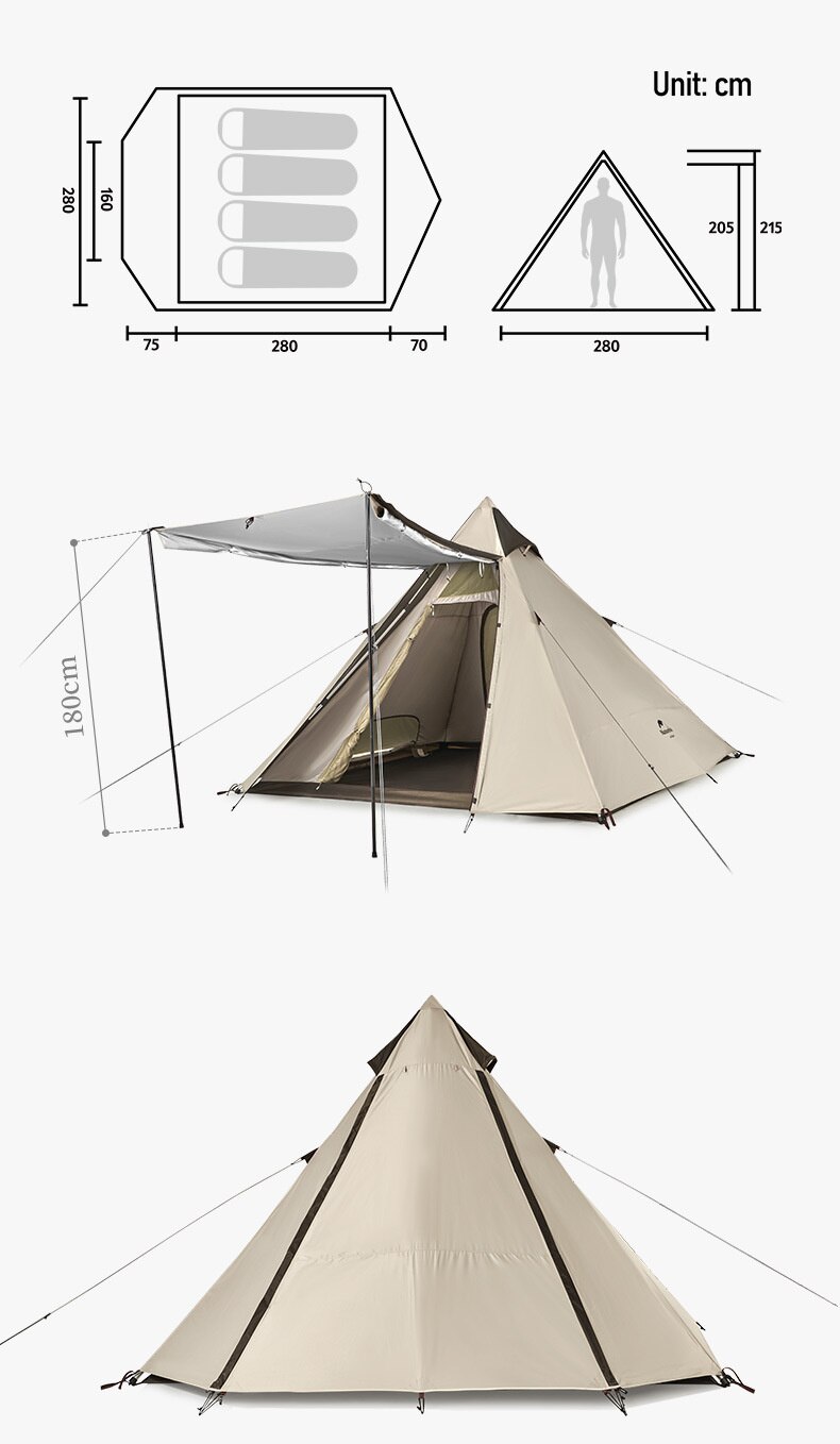 Cheap Goat Tents  2022 New Outdoor Camping Pyramid Four sided Automatic Tent One piece Tent Pole Five sided Breathable Tent Sun Tent   